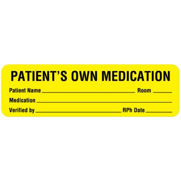 Patient's Own Medication Label, 3" x 7/8"
