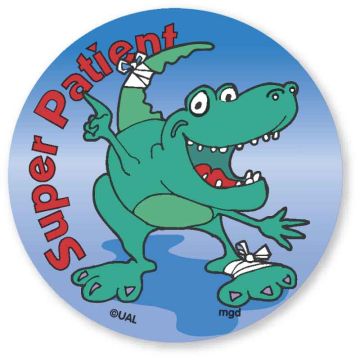 SUPER PATIENT, Kids' Sticker, 2-1/2" x 2-1/2"