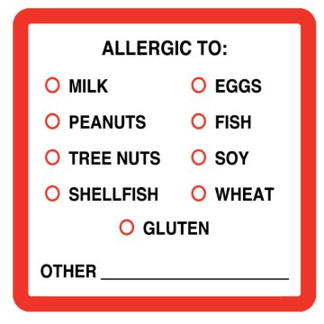 Allergy Labels, 2-1/2" x 2-1/2"