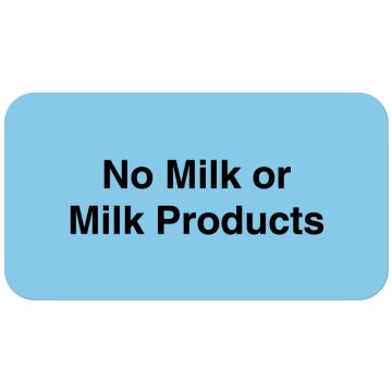 NO MILK OR MILK PRODUCTS, Nutrition Communication Labels, 1-5/8" x 7/8"
