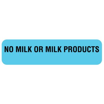 NO MILK OR MILK PRODUCTS, Nutrition Communication Labels, 1-1/4" x 5/16"