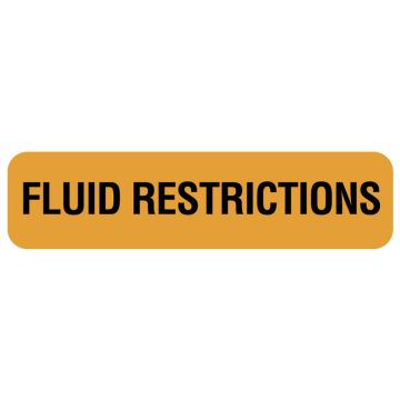 FLUID RESTRICTIONS, Nutrition Communication Labels, 1-1/4" x 5/16"