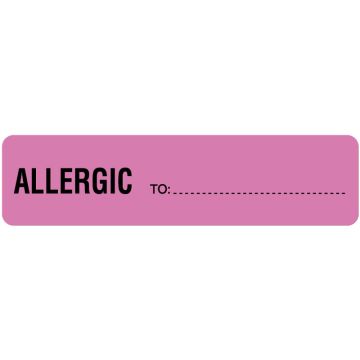 Allergy Alert Label, 4" x 1"