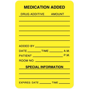 IV Medication Added Label, 2" x 3"