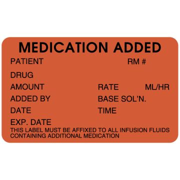 IV Medication Added Label, 2-1/2" x 1-1/2"