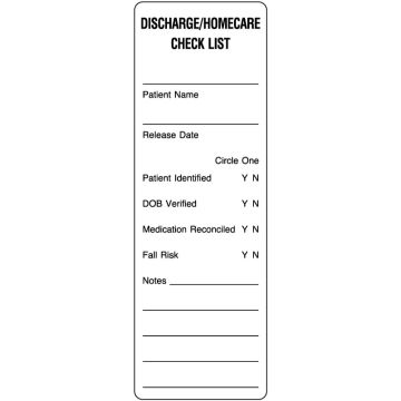 Discharge Checklist Label, 6" x 2"