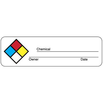 Chemical Hazard Labels, 3" x 7/8"