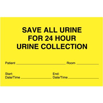 Urine & Stool Collection Label, 8" x 5-1/4"