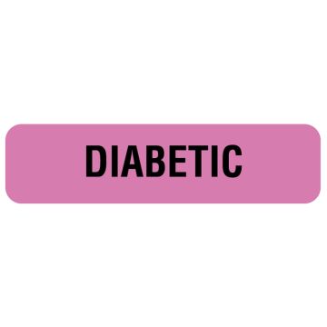 DIABETIC, Patient Care and Condition Labels, 1-1/4" x 5/16"