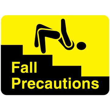 Fall Precautions Label, 2-3/8" x 1-3/4"