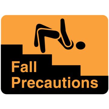 Fall Precautions Label, 4" x 2-5/8"