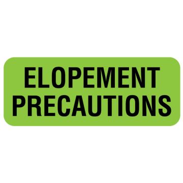 ELOPEMENT PRECAUTIONS, 2-1/4" X 7/8"