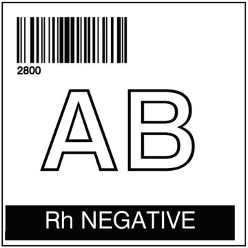 ISBT 128 Blood Label, AB RH NEG 2 X 2