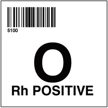 ISBT 128 Blood Label, O RH POS 2 X 2