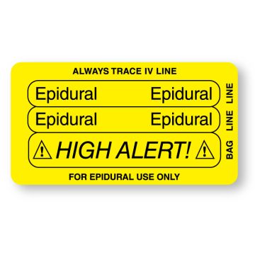 EPIDURAL, Piggyback Line Identification Label, 3-1/4" x 1-3/4"
