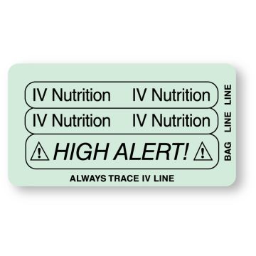 IV NUTRITION, Piggyback Line Identification Label, 3-1/4" x 1-3/4"