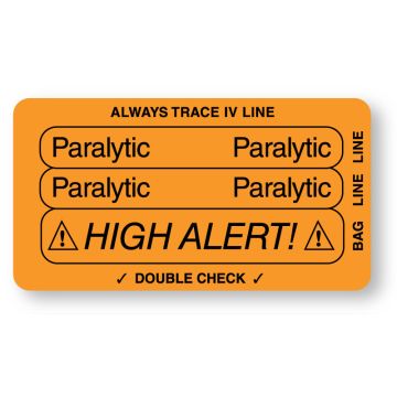 PARALYTIC, Piggyback Line Identification Label, 3-1/4" x 1-3/4"