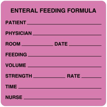 Enteral Feeding Label, 3" x 3"