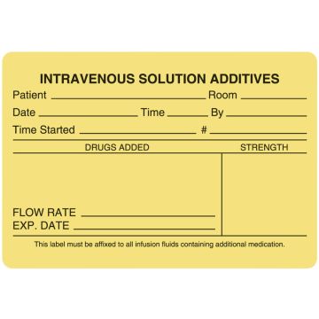 I.V. Medication Additive Labels, 4" x 2-3/4"