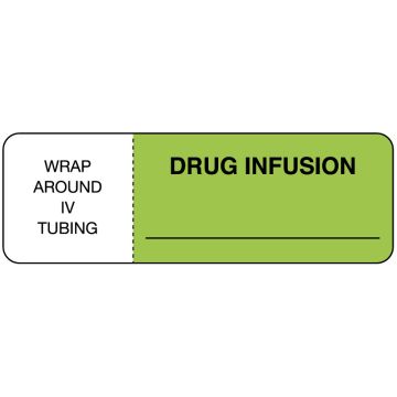 Drug Infusion Flag Label, 3" x 1"