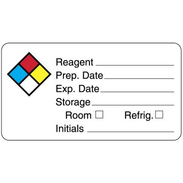 Laboratory Reagent Label, 3" x 1-5/8"