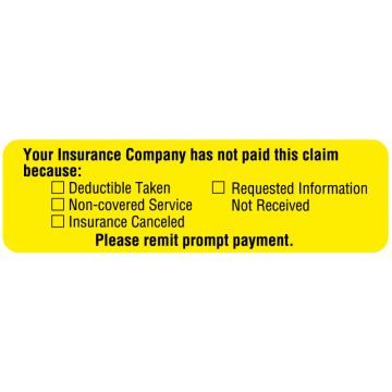Insurance Payment Reminders Second Billing, 3" x 7/8"