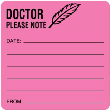 Doctor Reminder Label, 2-1/2" x 2-1/2"