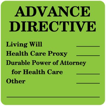 Advanced Directive Label, 2-1/2" x 2-1/2"