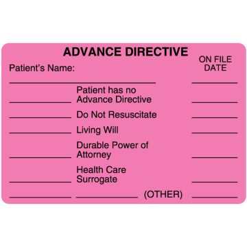 Advanced Directive Label, 4" x 2-5/8"