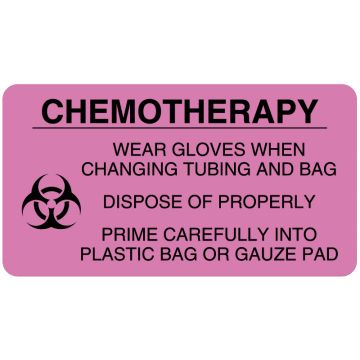 CHEMOTHERAPY -WEAR GLOVES- FL PINK 320/R, 3" x 1-5/8"