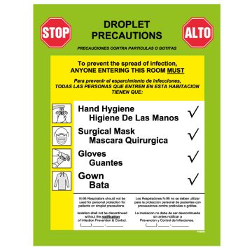 Droplet Precautions Labels, 8-7/8" x 10-7/8"