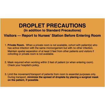 Droplet Precautions Labels, 5-1/4" x 8"