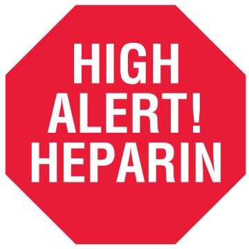 HEPARIN, Alert Label, 1-1/2" x 1/2"