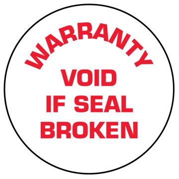 White Tamper-Evident Warranty Void If Seal Broken Label, 3/4" x 3/4"