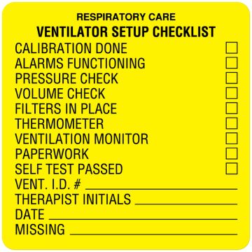 Respiratory Care Label, 2-1/2" x 2-1/2"