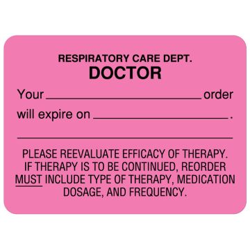 Respiratory Care Label, 2-3/8" x 1-3/4"