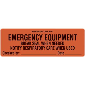 Emergency Equipment Label, 6" x 2"