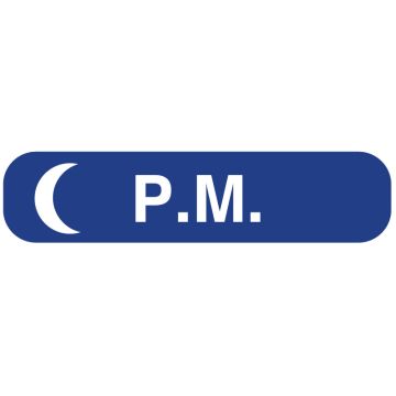 P.M., Medication Instruction Label, 1-5/8" x 3/8"