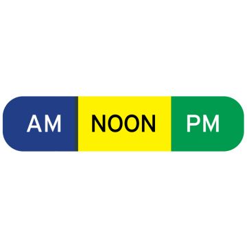 AM NOON PM, Medication Instruction Label, 1-5/8" x 3/8"