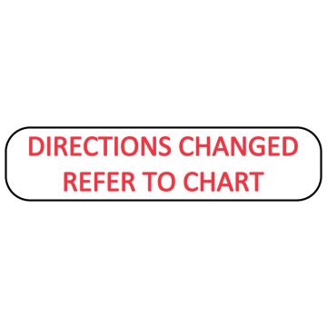 DIRECTIONS CHANGED, Medication Instruction Label, 1-5/8" x 3/8"