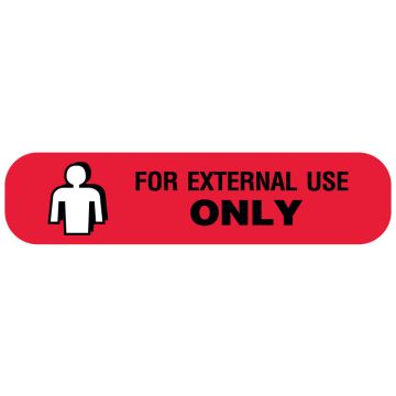 FOR EXTERNAL USE, Medication Instruction Label, 1-5/8" x 3/8"