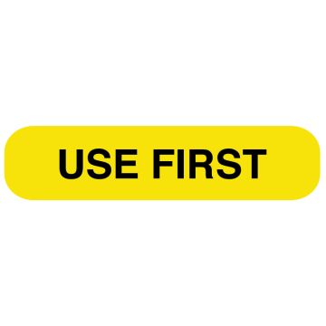 USE FIRST, Medication Instruction Label, 1-5/8" x 3/8"