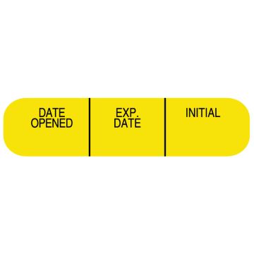 DATE OPEN EXP DATE IN, Medication Instruction Label, 1-5/8" x 3/8"