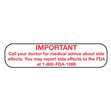 MEDICATION SIDE EFFECTS, Medication Instruction Label, 1-5/8" x 3/8"