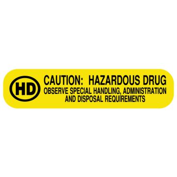 HAZARDOUS DRUG, Medication Instruction Label, 1-5/8" x 3/8"