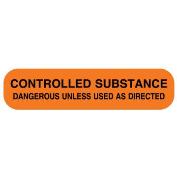 CONTROLLED SUBSTANCE, Medication Instruction Label, 1-5/8" x 3/8"