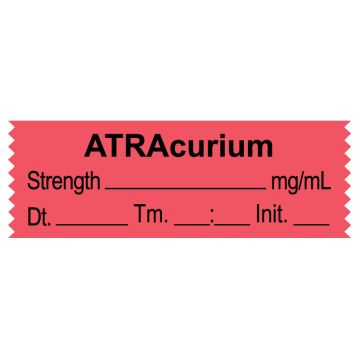 Anesthesia Tape, Atracurium mg/mL , Date Time Initial, 1-1/2" x 1/2"