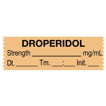 Anesthesia Tape, Droperidol mg/mL, Date Time Initial, 1-1/2" x 1/2"