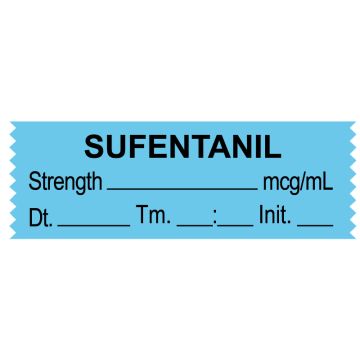 Anesthesia Tape, Sufentanil mcg/mL, Date Time Initial, 1-1/2" x 1/2"