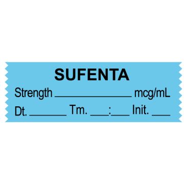 Anesthesia Tape, Sufenta mcg/mL, Date Time Initial, 1-1/2" x 1/2"